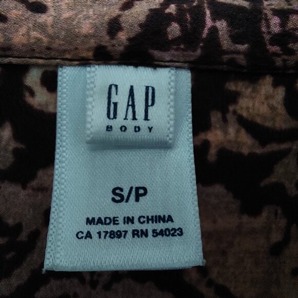 Gap 100% Silk Fitted Wrap Brown Blouse, Size Small - Picture 2 of 4